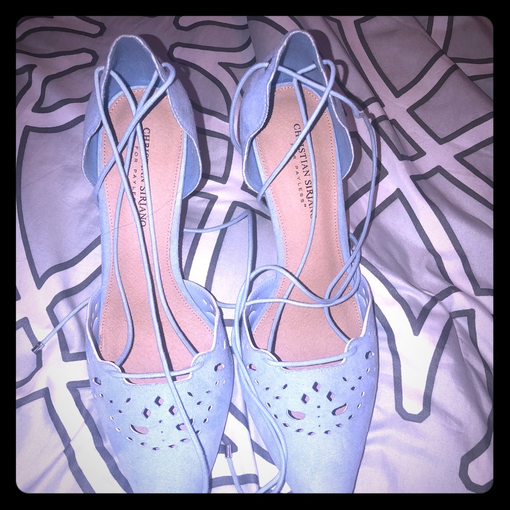 Periwinkle blue lace up pumps